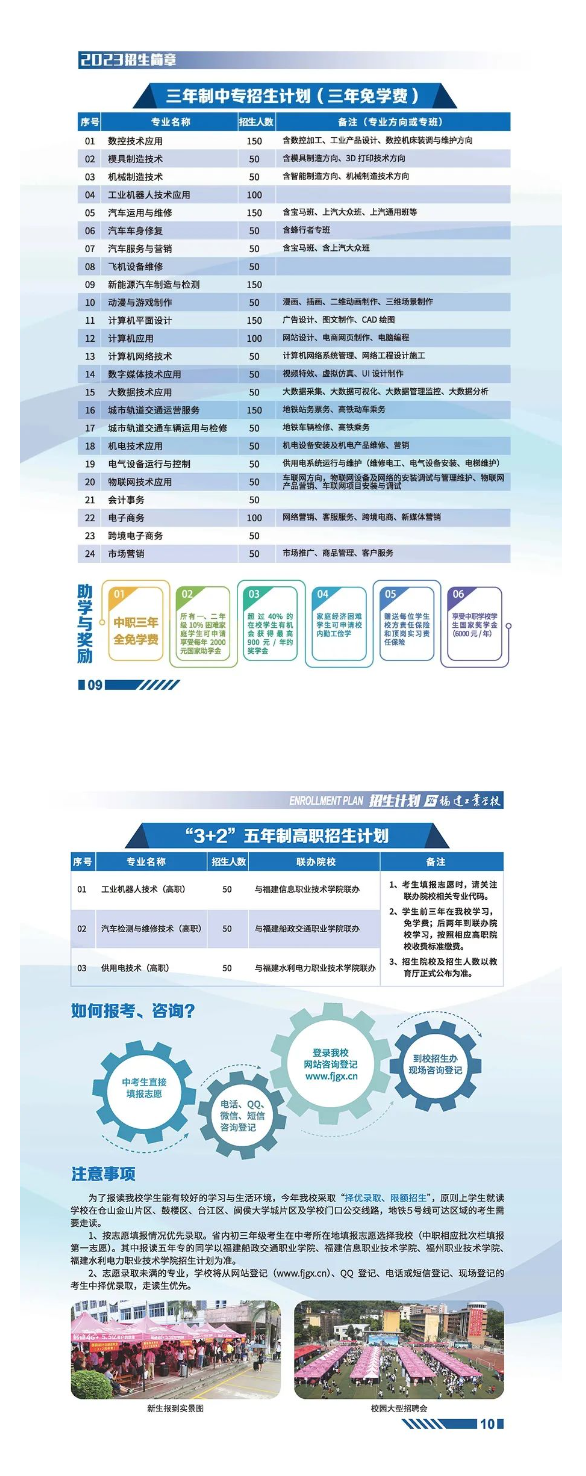 福建工业学校2023年招生简章